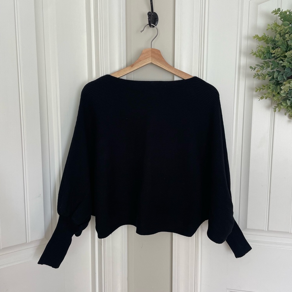 Altar’d State Ribbed Knit Dolman Sleeve Black Sweater